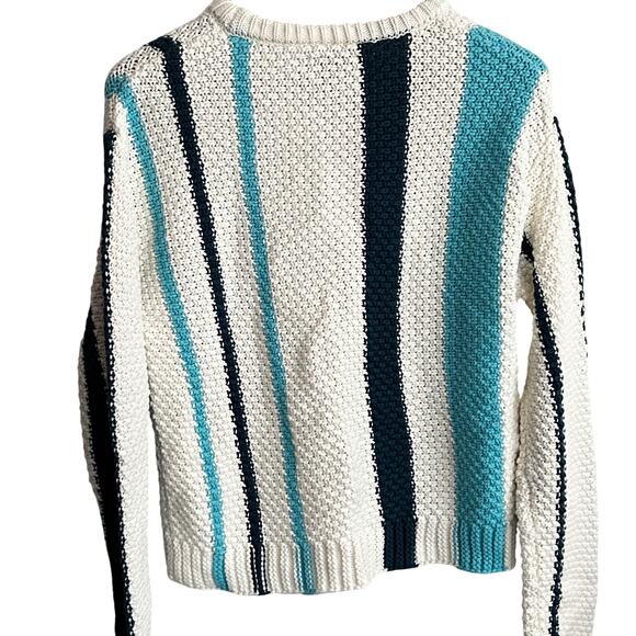 Stiches Stripes Sweater XL NWT Blue White Cream Academia Preppy - Picture 2 of 6
